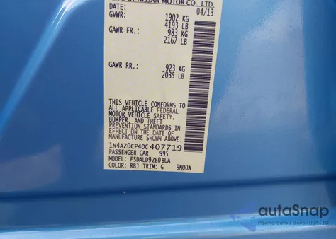 2013 Nissan Leaf Sv from USA, damaged, VIN 1N4AZ0CP4DC407719